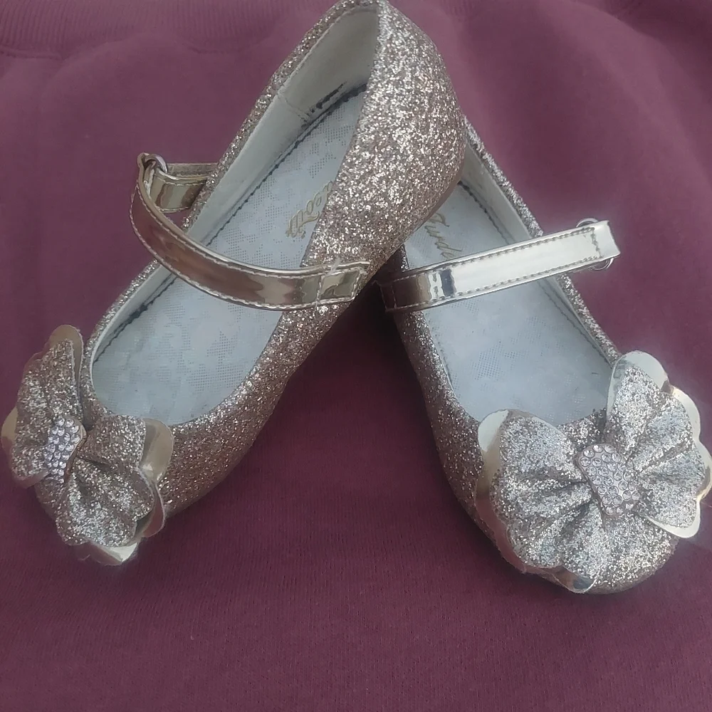Furdeour Girls Dress shoes Mary Jane glittering 7